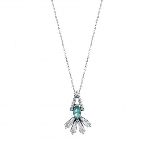 Created Paraiba Stone  Clarit Jewellery 14K White Gold Necklace